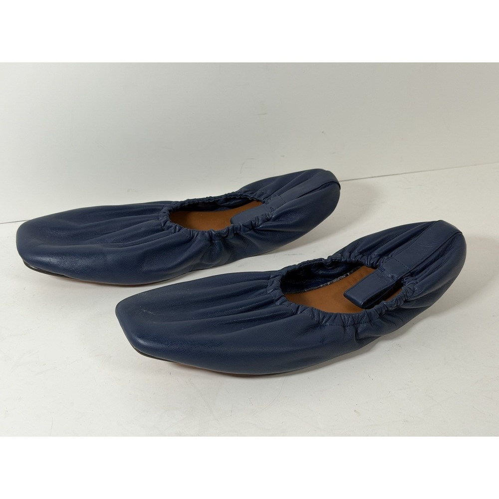 Lafayette 148 New York nappa leather packable ballet flats, Navy,‎ Size 41